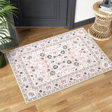 Garvee Area Rug Pink 2x3 Door Mat Washable Indoor Area Rug Vintage Rug Area Rug Distressed Medallion Area Rug Non Slip Boho Floor Carpet for Living Room Bedroom Kitchen Home Office - Pink