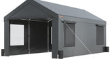 Garvee 13'x20' Carport with Semi-Auto Ventilated Windows, Roll-Up Door with Zipper, Steel Frame and Waterproof UV-Treated Cover for Cars, Boats, Trucks