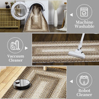 Garvee Bordered Taupe 2x3 Braided Rug, Entryway Rugs Indoor Rustic Area Rug Washable Rug Modern Geometric Area Rug Non-Slip Boho Rug for Living Room Bedroom Kitchen
