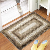 Garvee Bordered Taupe 2x3 Braided Rug, Entryway Rugs Indoor Rustic Area Rug Washable Rug Modern Geometric Area Rug Non-Slip Boho Rug for Living Room Bedroom Kitchen - Taupe