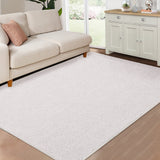 Garvee Modern Washable Solid Textured Rug 5x7 - Stain Resistant, Non-Slip, Chenille Fibers, Foldable, Ideal for Living Room, Farmhouse Decor - Cream White
