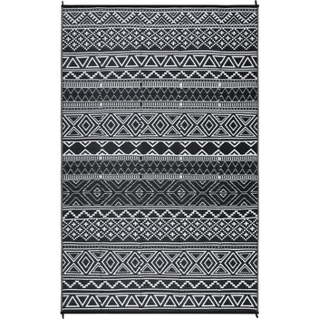 Garvee Outdoor Black & White 10x20 Ultra Large Area Rug, Non-Slip Stain-Resistant Foldable Plastic Outdoor Mat for Camping Picnic Beach Balcony