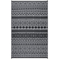 Garvee Outdoor Black & White 5x8 Rug, Reversible Waterproof Patio Mat, Moroccan Print Plastic Straw Rug for Camping, RV, Backyard, Deck, Porch