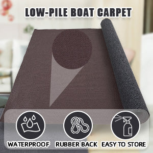 Garvee 6' × 23' Stripe Brown Marine Carpet, Waterproof Indoor/Outdoor Rug with TPR Non-Slip Backing for Boat, Patio Deck, Camping, and Outdoor Use