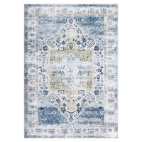 Garvee Area Rug 2x3 Machine Washable Rug Blue Vintage Distressed Area Rugs Indoor Floor Cover Carpet Rug Soft Velvet Mat Foldable Accent Rug for Living Room Bedroom, 2'x3', Blue
