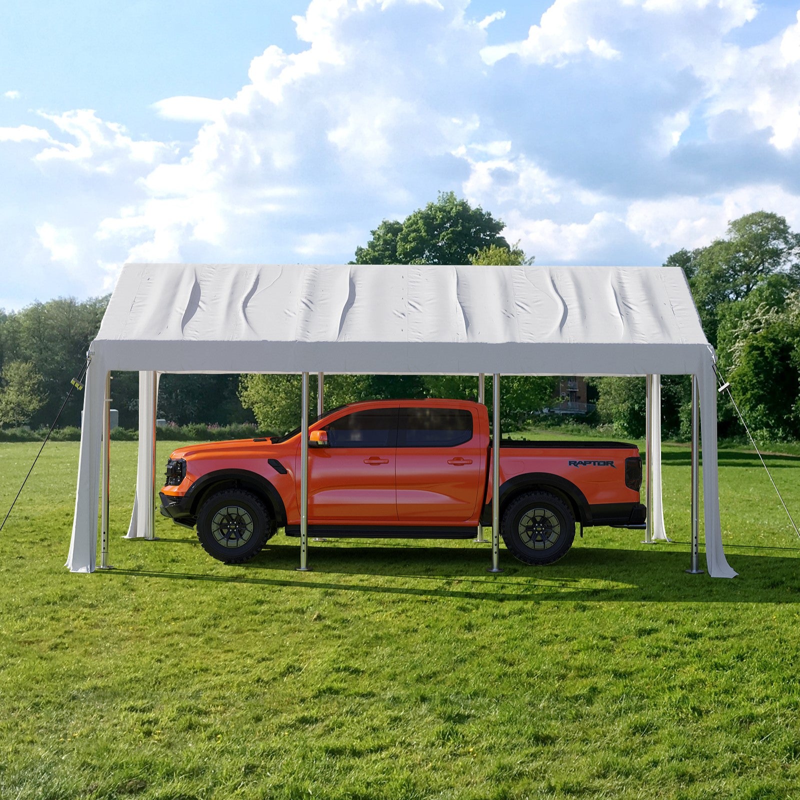 Garvee Heavy Duty 13x20 ft Carport with Reinforced Frame, UV-Resistant Waterproof PE, Large Space, Easy Setup, Portable Garage for Full-Size Pickup & Boats