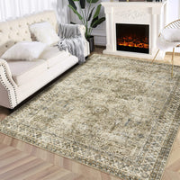 Garvee Persian Brown & Khaki 10x13 Area Extra Large, Washable Living Room Rug Ultra Soft Non-Slip Backing Vintage Floor Cover Retro Carpet for Bedroom Dining Room