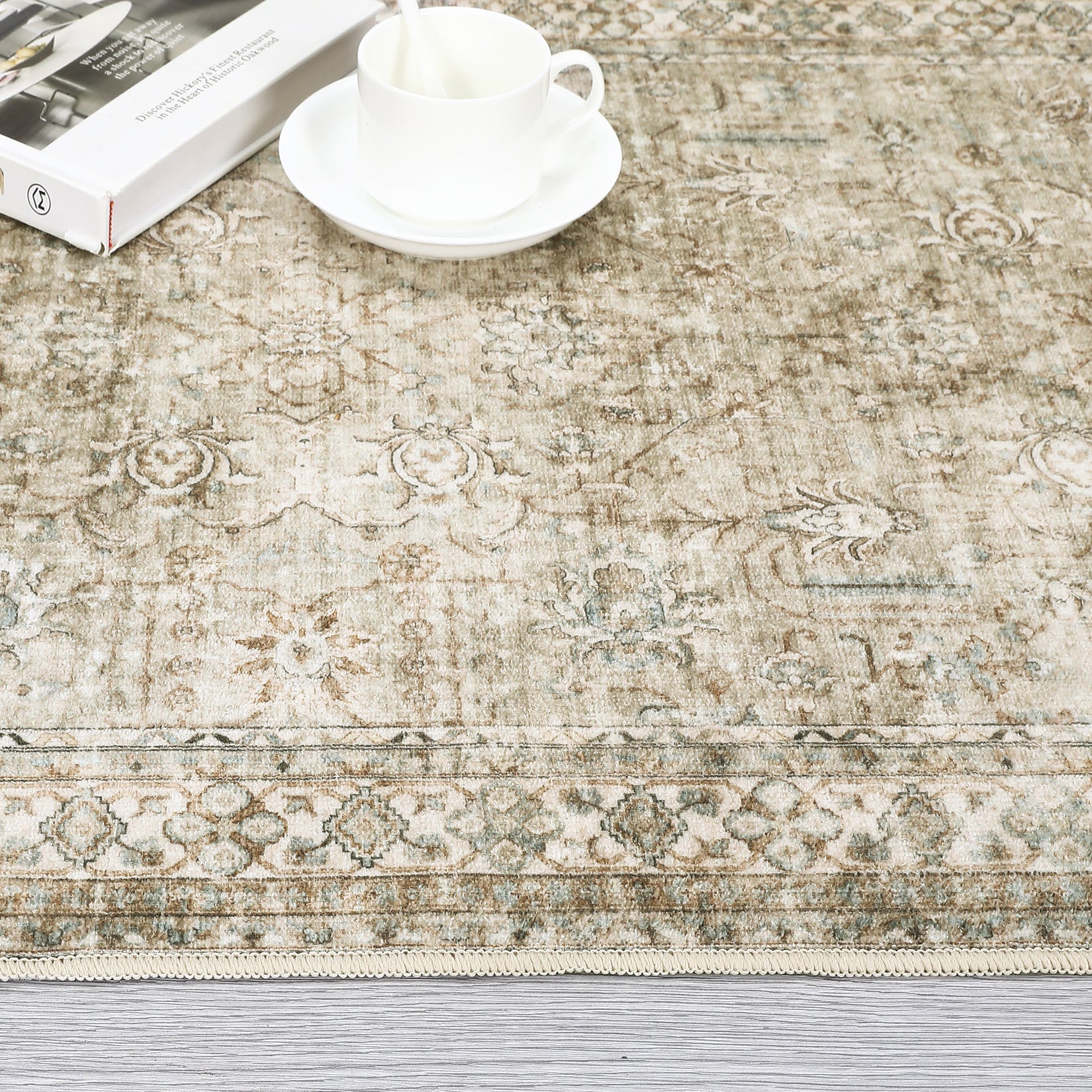 Garvee Persian Brown & Khaki 10x13 Area Extra Large, Washable Living Room Rug Ultra Soft Non-Slip Backing Vintage Floor Cover Retro Carpet for Bedroom Dining Room