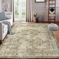 Garvee Persian Brown & Khaki 10x13 Area Extra Large, Washable Living Room Rug Ultra Soft Non-Slip Backing Vintage Floor Cover Retro Carpet for Bedroom Dining Room