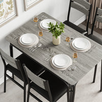 Garvee Modern Dining Table and Chair Set with for Rectangle Wood Table and 4 Upholstered Seats, Grey
