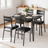 Garvee Modern Dining Table and Chair Set with for Rectangle Wood Table and 4 Upholstered Seats, Black
