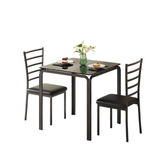 Garvee Glass Dining Table for 2, Space Saving Dinette with Upholstered Seats, Ideal for Kitchen, Dining Room, Home Office, Black Glass - Black Glass