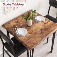 Garvee Small Dining Table Set for 2 with Upholstered Chairs, 3 Piece Modern Dinette Set Ideal for Dining Living Room Office Apartment Kitchen Small Space, Brown
