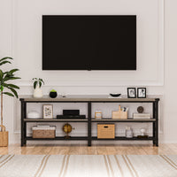 Garvee Industrial TV Stand for 65+ Inch TV, High-Density MDF & Metal, Open Shelves, Adjustable Footpads, Living Room