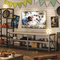 Garvee Industrial TV Stand for 65+ Inch TV, High-Density MDF & Metal, Open Shelves, Adjustable Footpads, Living Room