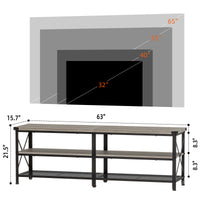 Garvee Industrial TV Stand for 65+ Inch TV, High-Density MDF & Metal, Open Shelves, Adjustable Footpads, Living Room