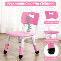 Garvee Square Kids Table and Chairs Set, 60 x 60CM, Height Adjustable Desk with 4 Seats, Graffiti Desktop, Non-Slip Legs, Multi-Activity Table for Classrooms Daycares Home - Pink Color