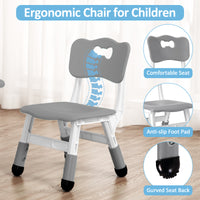 Garvee Square Kids Table and Chairs Set, 60 x 60CM, Height Adjustable Desk with 4 Seats, Graffiti Desktop, Non-Slip Legs, Multi-Activity Table for Classrooms Daycares Home - Light Gray Color