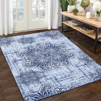 Garvee Washable Area Rug 3x5 Non-Slip Indoor Rug for Kitchen Entryway Low-Pile Front Door Mat for Bedroom Entry Foyer Laundry Room, Blue