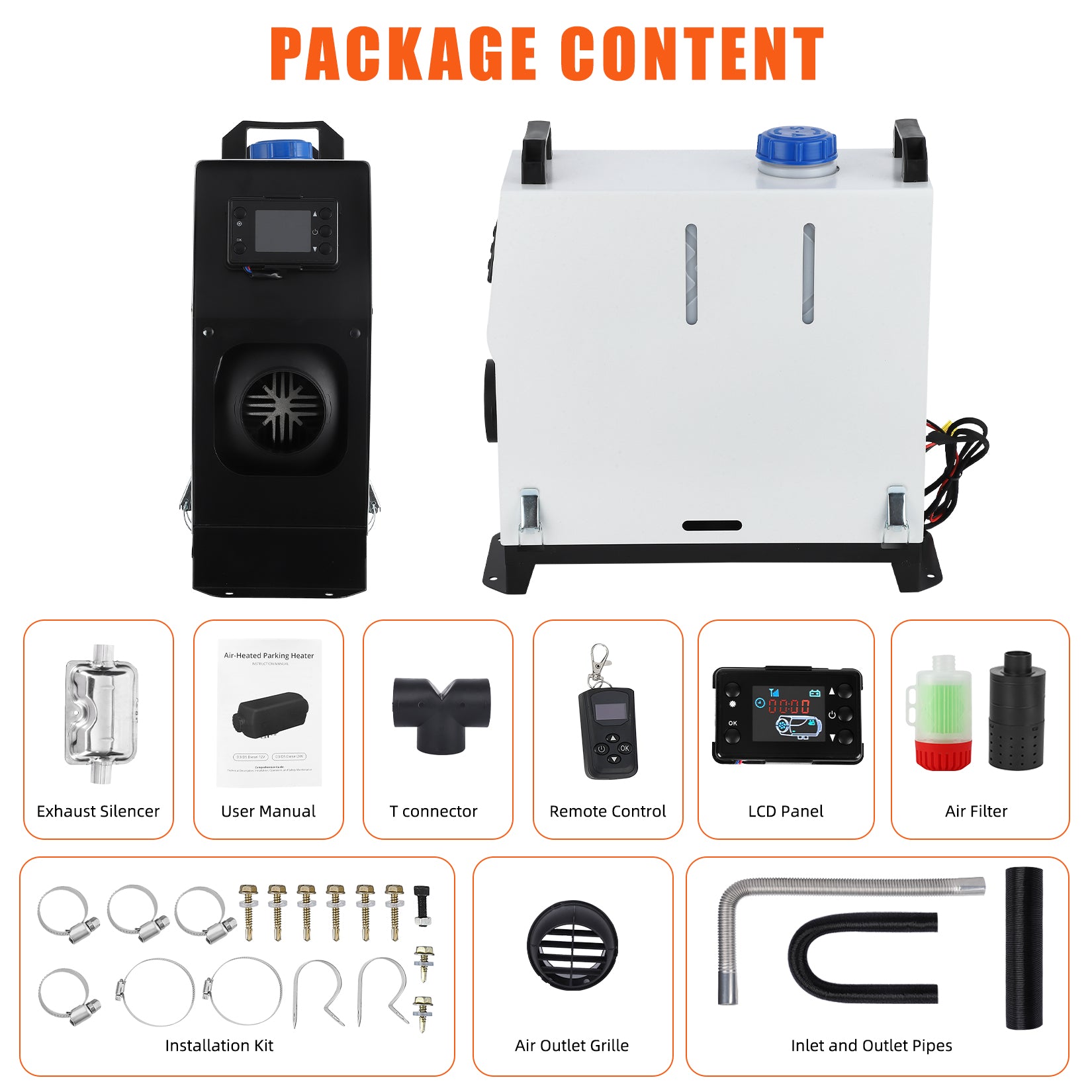 Garvee 8KW 12V Diesel Heater, All-in-One Diesel Air Heater, Portable Diesel Heater with Remote Control & LCD Monitor, Quick Heating for Car,RV,Truck, Camper,Trailer,White