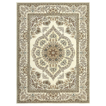 Garvee Door Mat 2x3 Washable Neutral Area Rugs for Bedroom, Non Slip Low Pile Vintage Floral Small Carpet, Stain Resistant Traditional Oriental Medallion Rugs for Entryway, Kitchen, Bathroom, Yellow