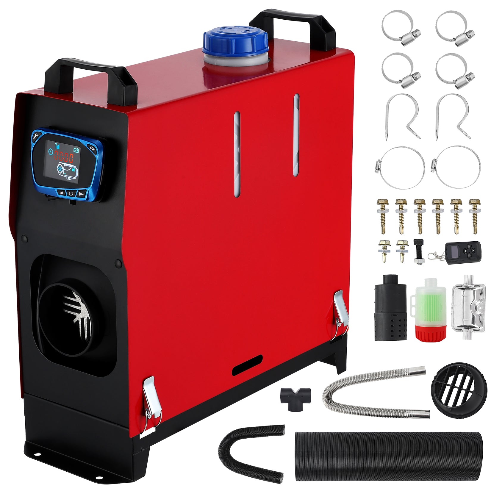 Garvee 8KW 12V All-in-One Diesel Air Heater - Portable Heater with Remote Control & LCD Monitor, Quick Heating for Car, RV, Truck, Camper, and Trailer (Red)
