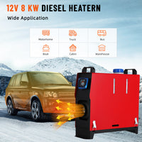 Garvee 8KW 12V All-in-One Diesel Air Heater - Portable Heater with Remote Control & LCD Monitor, Quick Heating for Car, RV, Truck, Camper, and Trailer (Red)