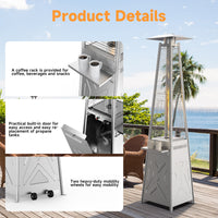 Garvee Outdoor Gas Patio Heater, 2-in-1 Patio Propane Heater with Removable Table Patio Propane Cover, Heater, Wheels, Ground Pegs