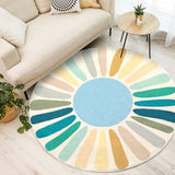 Garvee Round Rug 5x5 Ft Sun Washable Rugs for Bedroom, Soft Non-Slip Circle Living Room Rugs, Colorful Rainbow Circular Throw Rug Area Carpets for Kids Room Playroom Nursery Dinning Room - Blue