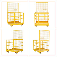 Garvee 43"x45" Forklift Safety Cage, Forklift Man Basket Forklift Work Platform with Safety Harness & Lock, 1400lbs Capacity Drain Hole & Wheels & Tool Basket, Perfect for Aerial Work
