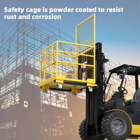 Garvee 43"x45" Forklift Safety Cage, Forklift Man Basket Forklift Work Platform with Safety Harness & Lock, 1400lbs Capacity Drain Hole & Wheels & Tool Basket, Perfect for Aerial Work