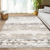 Garvee Washable Large Soft Neutral Boho Moroccan Bohemian Farmhouse Rug Indoor Floor Carpet for Bedroom Under Dining Table Home Office Decor - Coffee