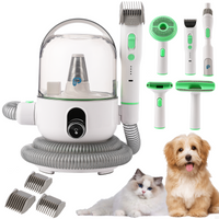 Garvee Pet Grooming Vacuum Kit, 16-Level Suction, 2L Dustbin, Low Noise Dog Hair Remover with 4 Combs, Green