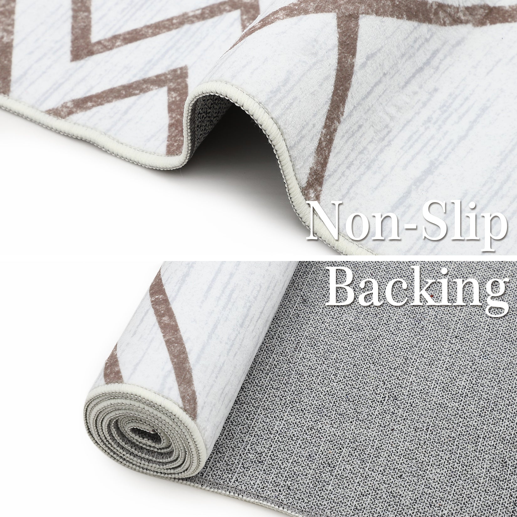 Garvee Washable Rug 9x12 Modern Geometric Area Rug Non Slip Large Area Rug Low Pile Farmhouse Rug Non Shedding Distressed Throw Rugs Floor Carpet for Living Room Bedrooms, Taupe