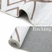 Garvee Washable Rug 9x12 Modern Geometric Area Rug Non Slip Large Area Rug Low Pile Farmhouse Rug Non Shedding Distressed Throw Rugs Floor Carpet for Living Room Bedrooms, Taupe