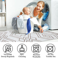 Garvee Washable Rug 9x12 Modern Geometric Area Rug Non Slip Large Area Rug Low Pile Farmhouse Rug Non Shedding Distressed Throw Rugs Floor Carpet for Living Room Bedrooms, Taupe