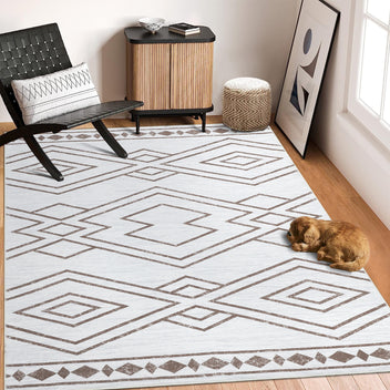 Garvee Rugs Alfombras Geometric Moroccan 8x10 Rug for Living Room Large Rug Modern Boho Area Rug for Bedroom Farmhouse Soft Rug Non-Slip Low Pile Indoor Area Rug for Nursery Dining Room