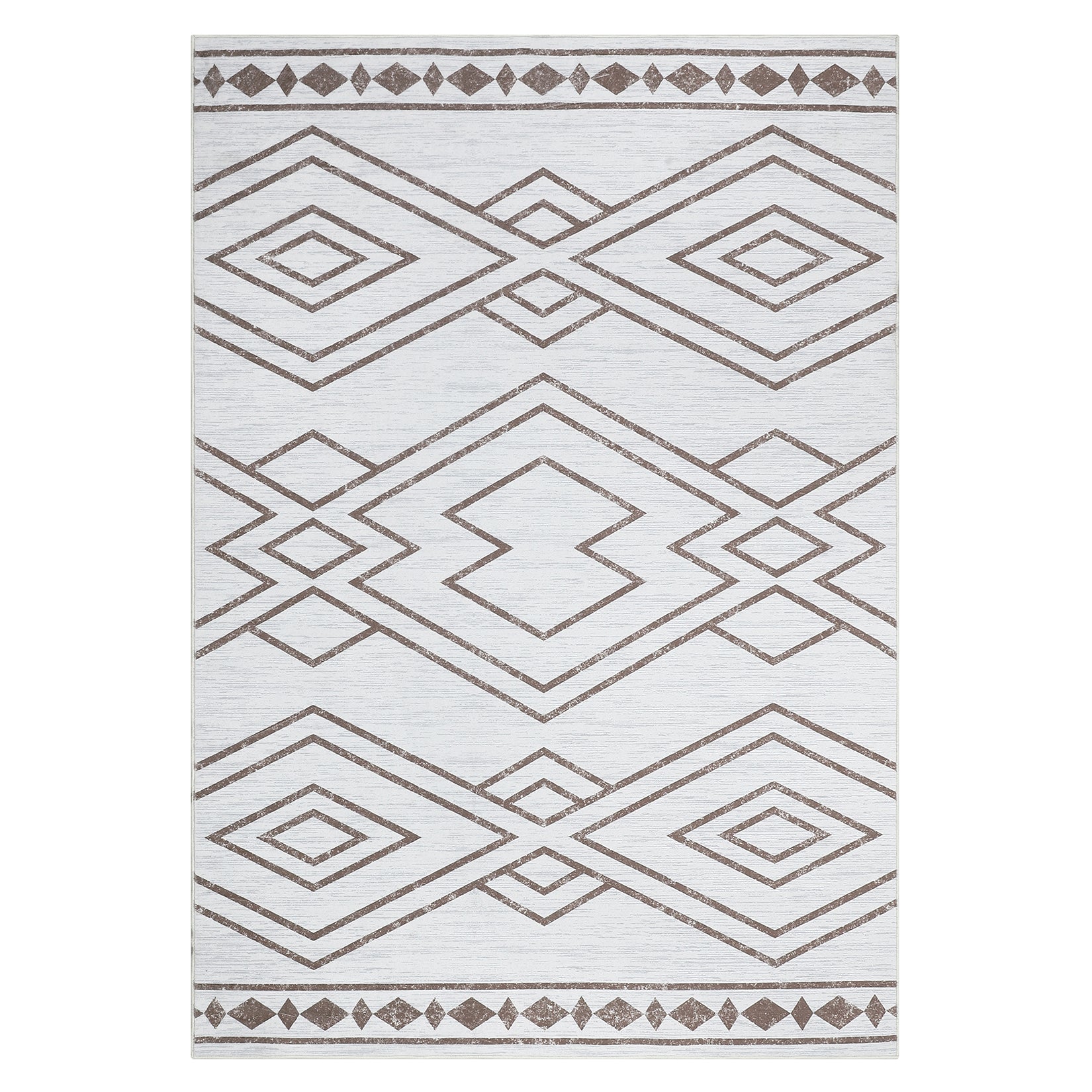 Garvee Washable Rug 9x12 Modern Geometric Area Rug Non Slip Large Area Rug Low Pile Farmhouse Rug Non Shedding Distressed Throw Rugs Floor Carpet for Living Room Bedrooms, Taupe