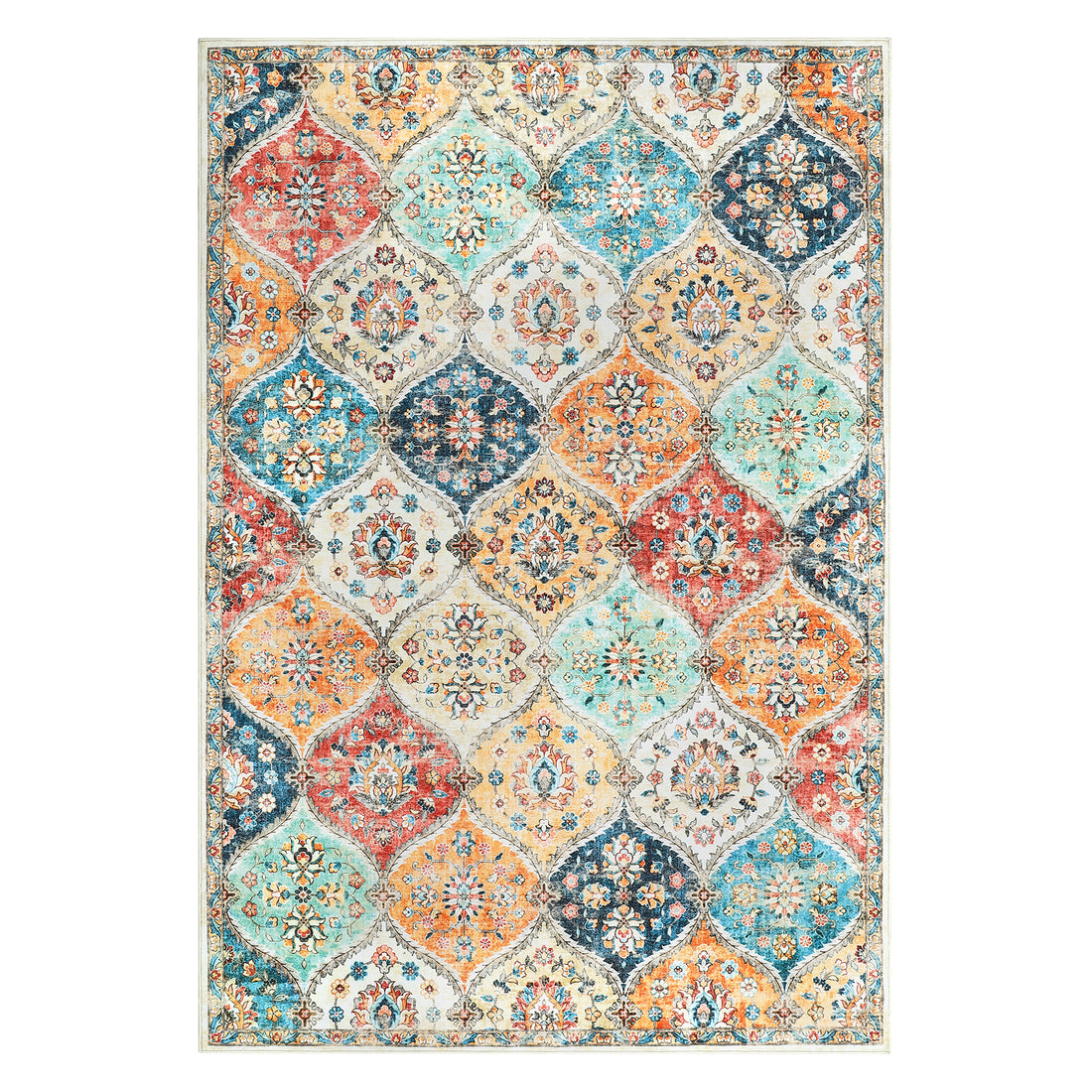 Garvee Ultra-Thin Moroccan Area Rug 9x12 - Soft Faux Wool, Non-Slip, Washable - Ideal for Living Room, Bedroom, Dining Room