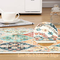 Garvee Floral Orange Washable 2x8 Runner Rug Vintage Floral Non Slip Low Pile Faux Wool Kitchen Bathroom Mat