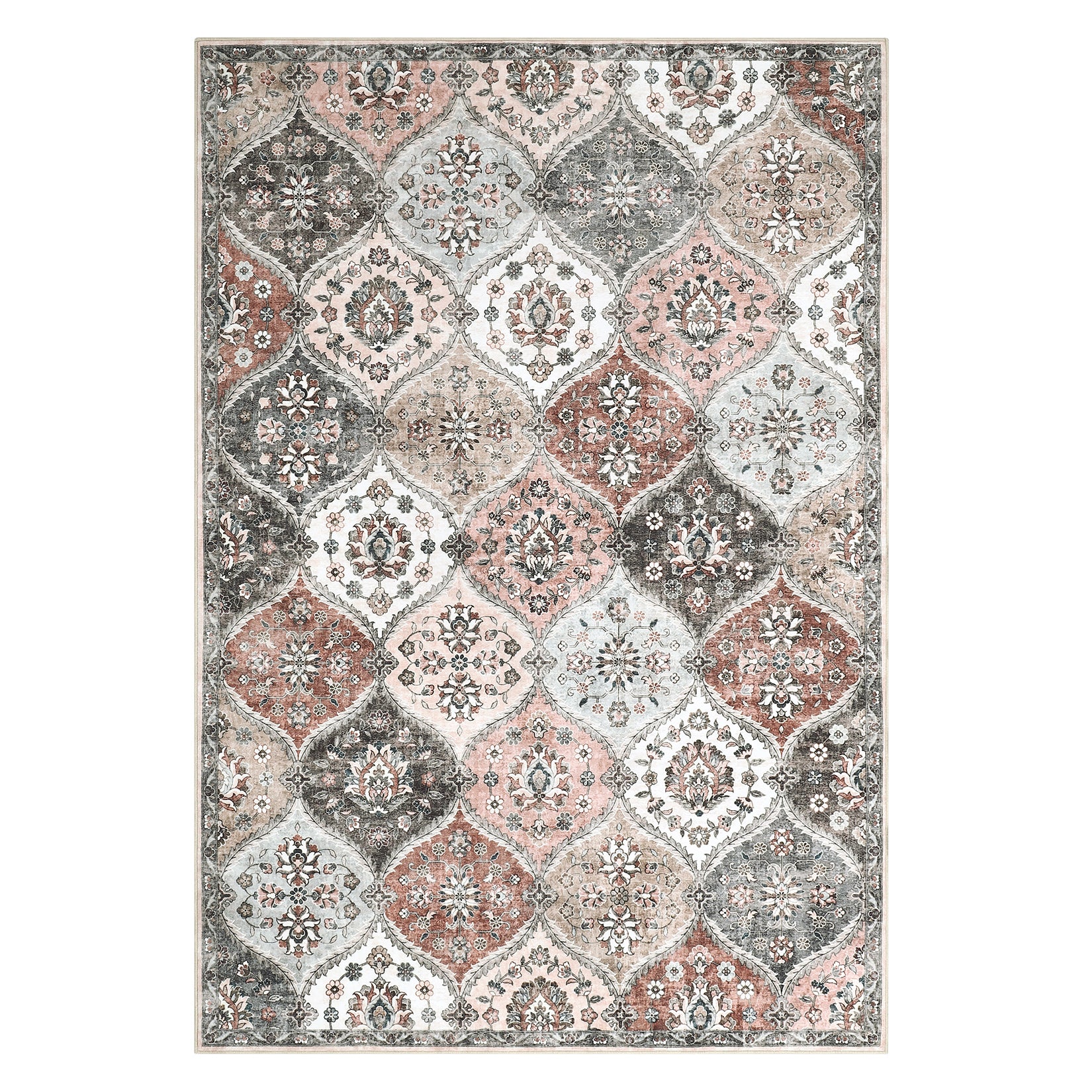 Garvee Washable Area Rug 10x13 Area Rug for Living Room Moroccan Trellis Rug Non Slip Throw Rugs Large Area Rug for Bedroom Low Pile Soft Stain Resistant Carpet for Dining Room