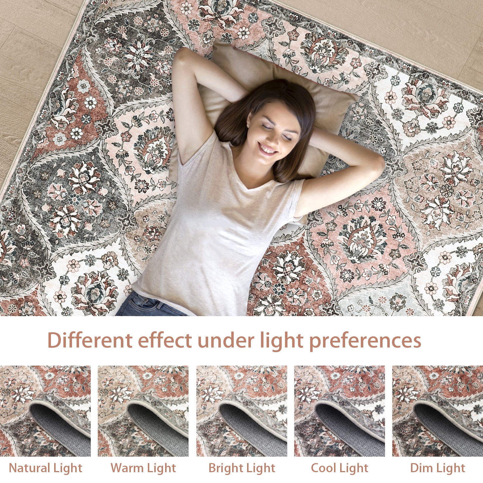 Garvee Washable Area Rug 10x13 Area Rug for Living Room Moroccan Trellis Rug Non Slip Throw Rugs Large Area Rug for Bedroom Low Pile Soft Stain Resistant Carpet for Dining Room