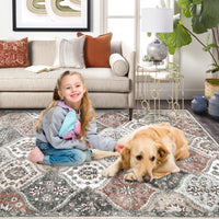 Garvee Washable Area Rug 10x13 Area Rug for Living Room Moroccan Trellis Rug Non Slip Throw Rugs Large Area Rug for Bedroom Low Pile Soft Stain Resistant Carpet for Dining Room