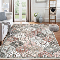 Garvee Washable Area Rug 10x13 Area Rug for Living Room Moroccan Trellis Rug Non Slip Throw Rugs Large Area Rug for Bedroom Low Pile Soft Stain Resistant Carpet for Dining Room