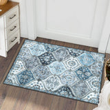 Garvee Area Rug 2x3 - Non-Slip, Washable - Faux Wool, Ultra-Thin, Pet-Friendly - Ideal for Bedroom, Living Room, Entryway - Blue