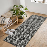 Garvee Runner Rug 2x6 Boho Rug Modern Geometric Rugs for Entryway Hallway Laundry Bathroom Washable Trellis Rug Non Slip Office Carpet Moroccan Bedroom Rug Distressed Area Rugs Low Pile Grey - Gray