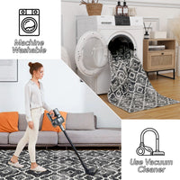 Garvee Runner Rug 2x6 Boho Rug Modern Geometric Rugs for Entryway Hallway Laundry Bathroom Washable Trellis Rug Non Slip Office Carpet Moroccan Bedroom Rug Distressed Area Rugs Low Pile Grey