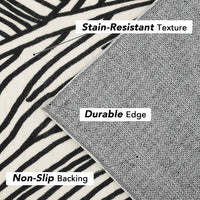 Garvee Modern Black & White 6x9 Striped Area Rug, Curve Design Low Pile Carpet for Living Room Bedroom Office
