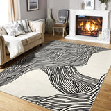 Garvee Modern Black & White 10x13 Abstract Area Rug, Minimalist Boho Washable Low Pile Non Slip TPR Backing Carpet for Living Room Bedroom Dining Office - Black & White