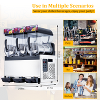 Garvee Commercial Slushy Machine 45L (15L x3) Stainless Steel – 3-Tank Frozen Margarita & Smoothie Maker for Restaurants, Bars, 110V